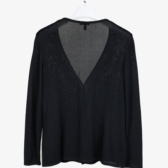 Escada Black Floral Embroidered Deep V Cardigan - Picture 2 of 11